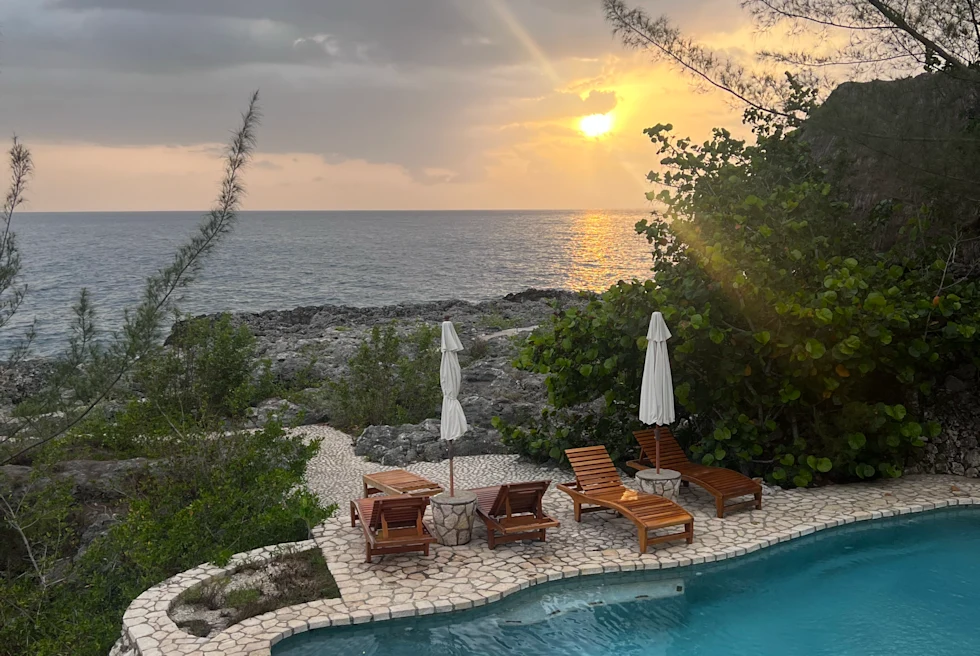 Pool view of Tensing Pen in Negril, Jamaica