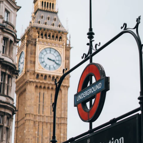 a tube stop in front of Big Ben