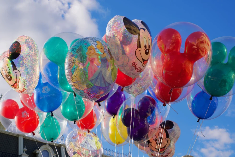 bouquet of colorful Disney balloons