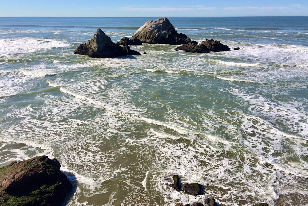 Views of the sea and rocks near San Francisco.