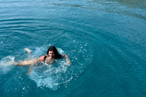 woman splashing in the sea