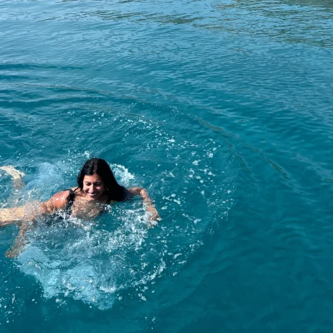 woman splashing in the sea