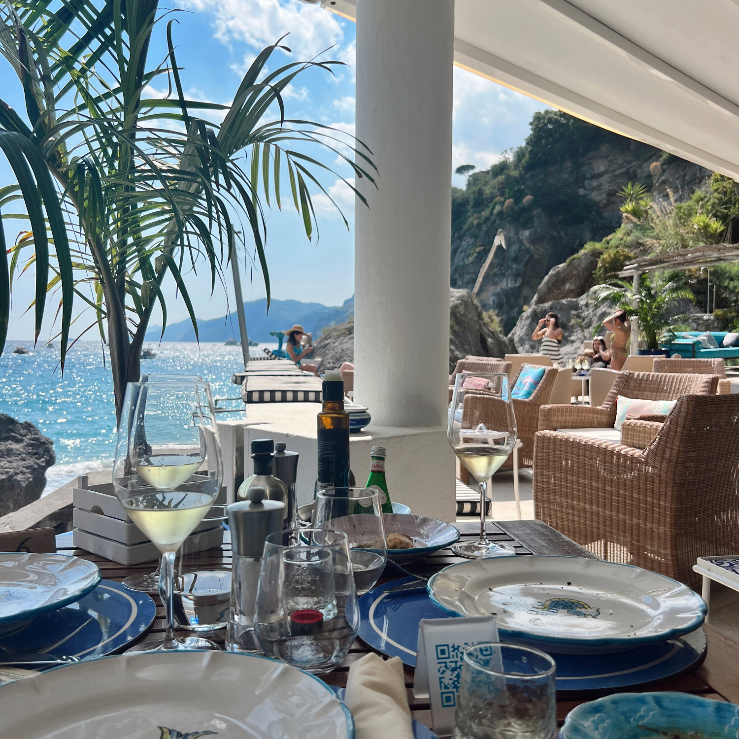 Beachside restaurant table view