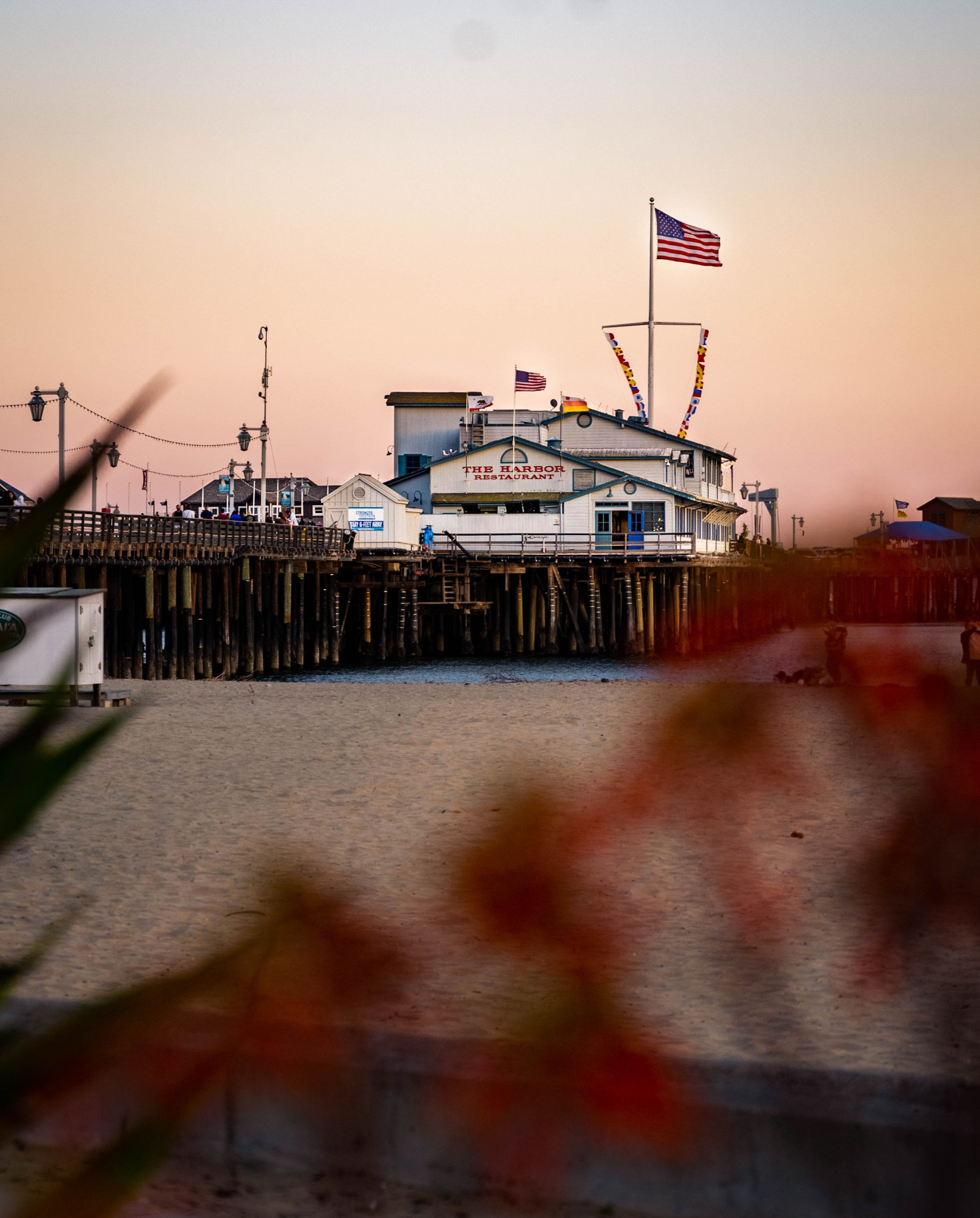 Beach and pier in California. 