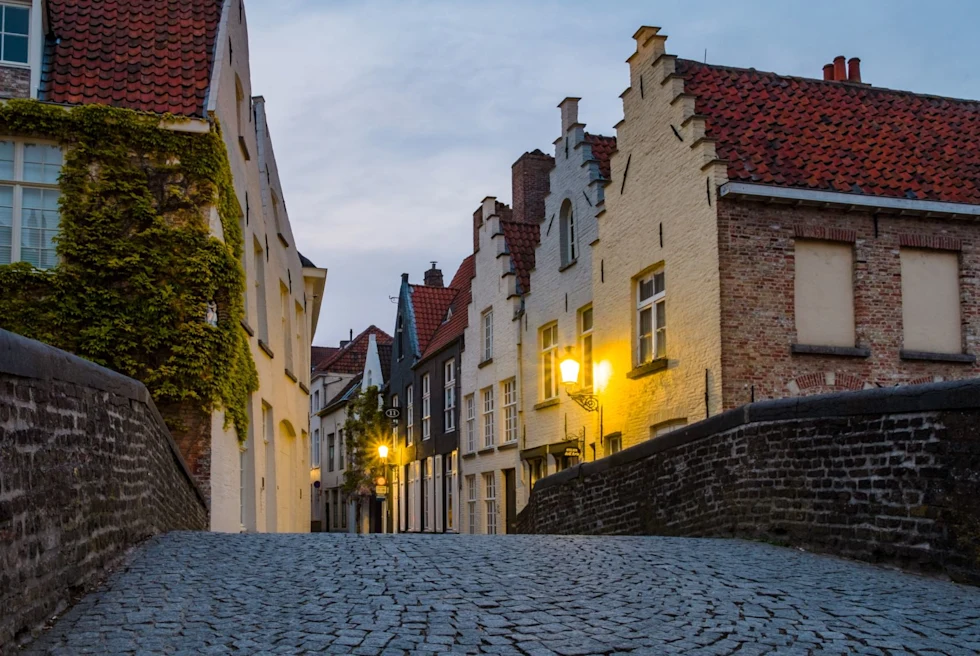Road in between houses.