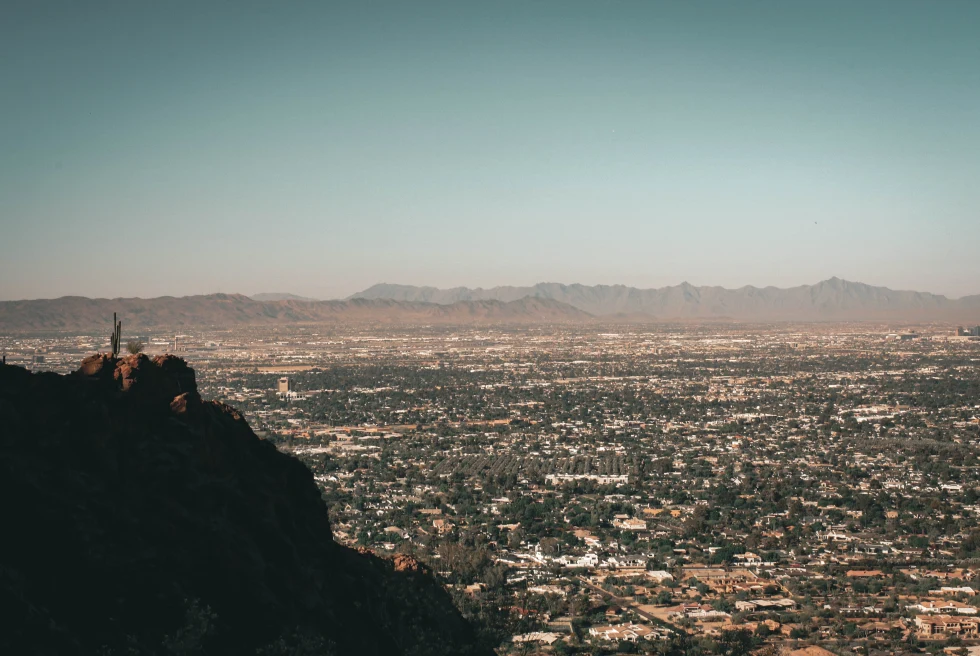 A view from a mountain overlooking Phoenix. 