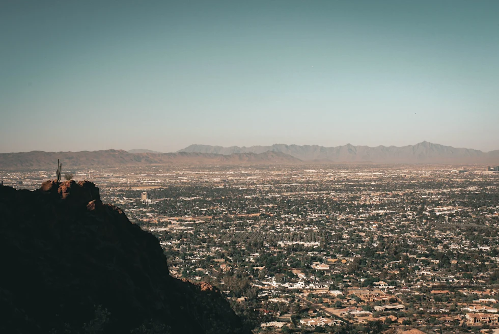 A view from a mountain overlooking Phoenix.