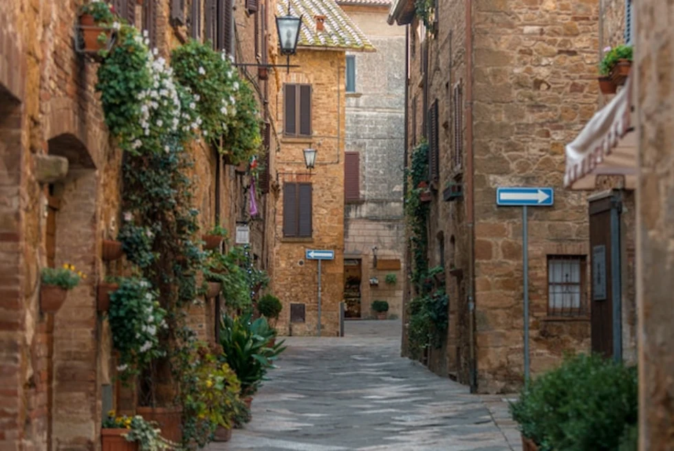 A small town street in Italy. 