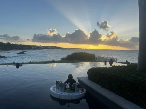 Four Seasons Anguilla Sunset in pool bar - Jeff Goldstein 