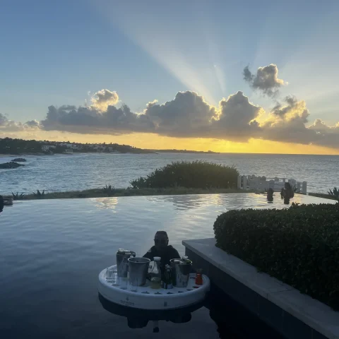 Four Seasons Anguilla Sunset in pool bar - Jeff Goldstein 
