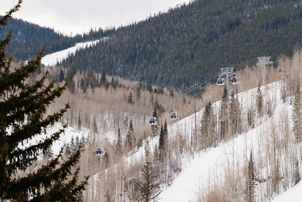 snowy mountain with ski lift