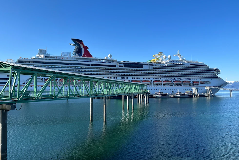 A cruise ship on water