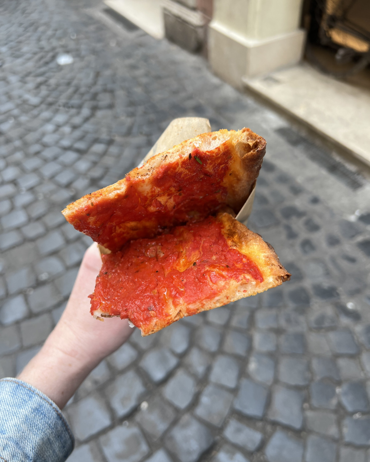 Red pizza at Antico Forno Roscioli
