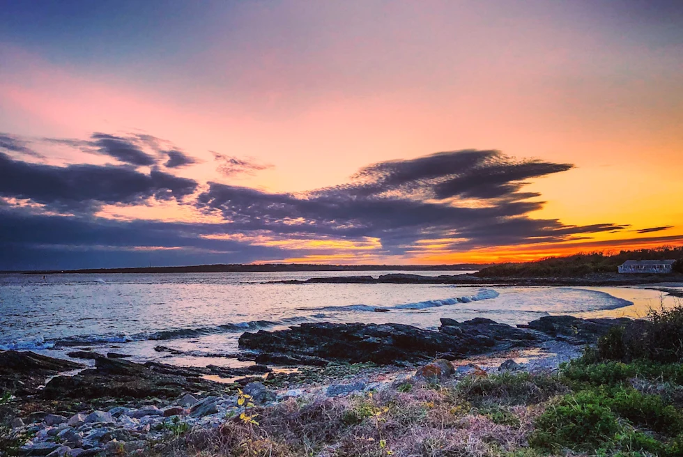 A sunset over the coast of Newport, Rhode Island.