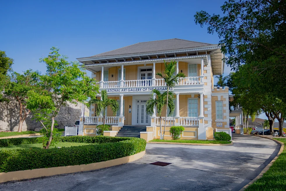 Yellow, colonial house in the Bahamas.