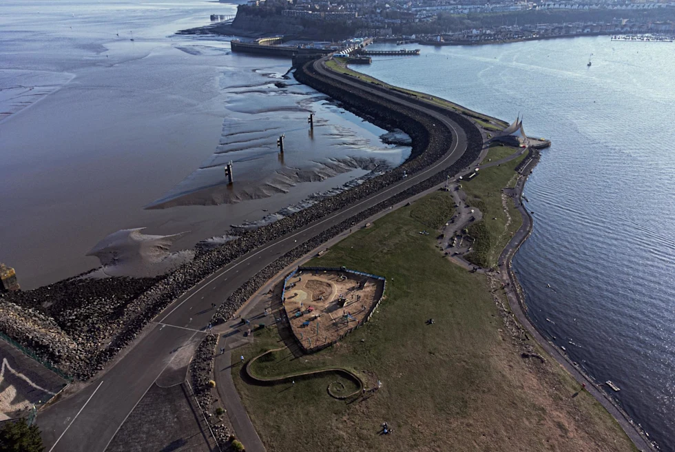 a small city on a bay