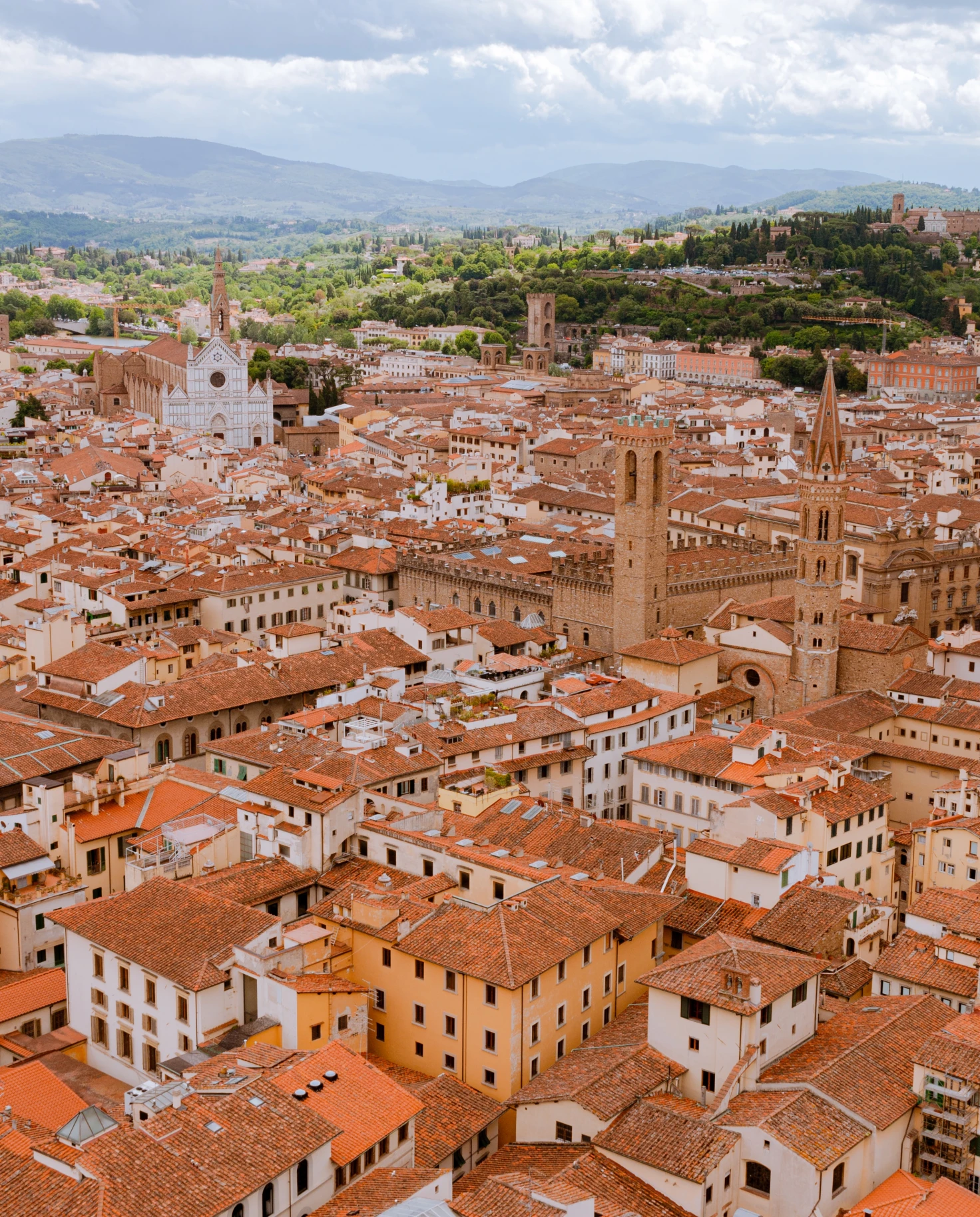 Aerial views of an Italian town and countryside.