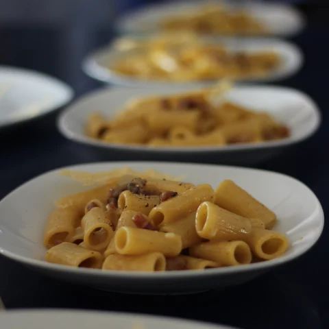 Plates of pasta in Rome. 