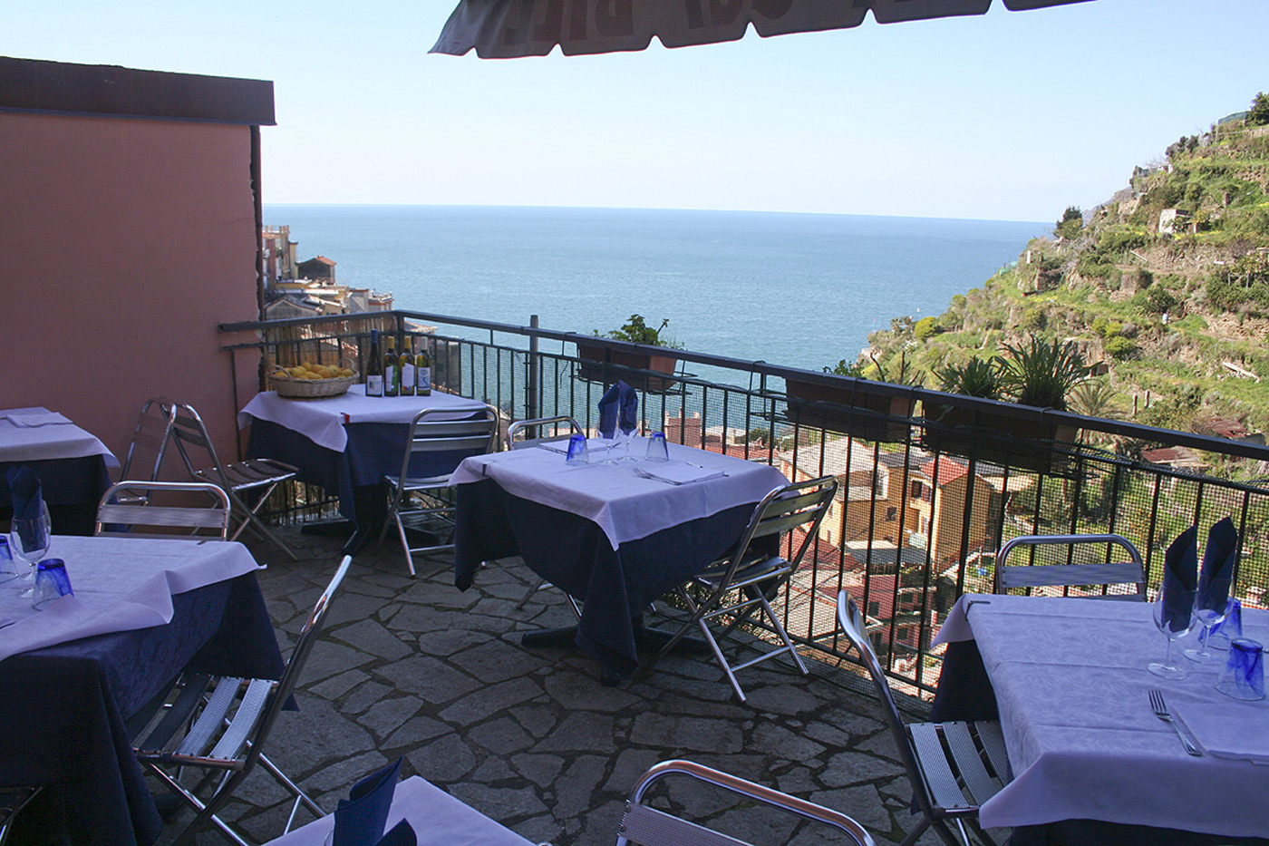 Seaside dining with a breathtaking view.