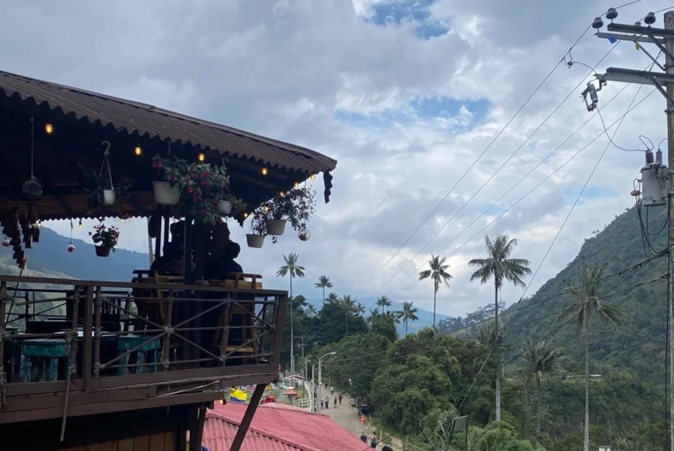 outdoor porch of a restaurant in the mountains