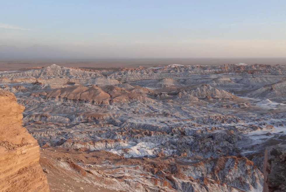 A view over snowy desert in Atacama. 