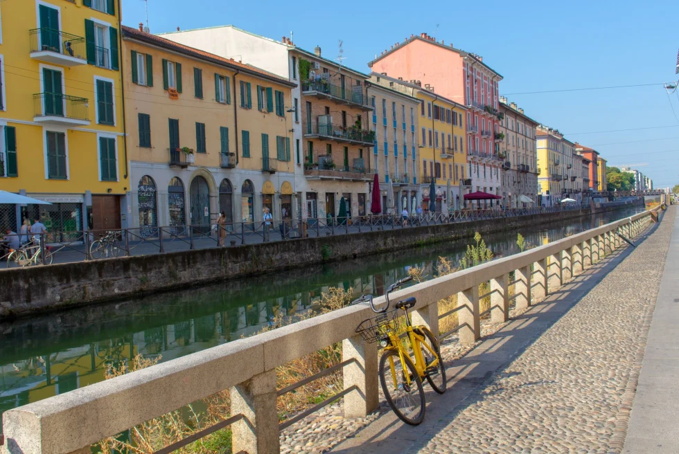 colorful street on a canal 