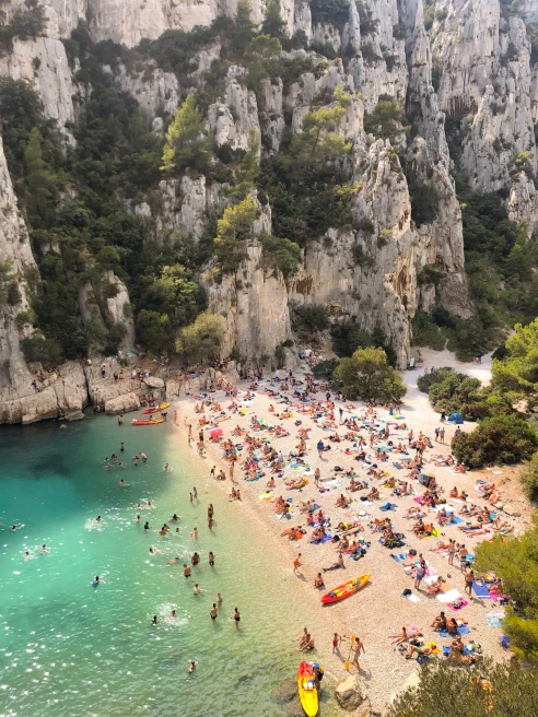People at the Calanque d’En Vau in Cassie, France