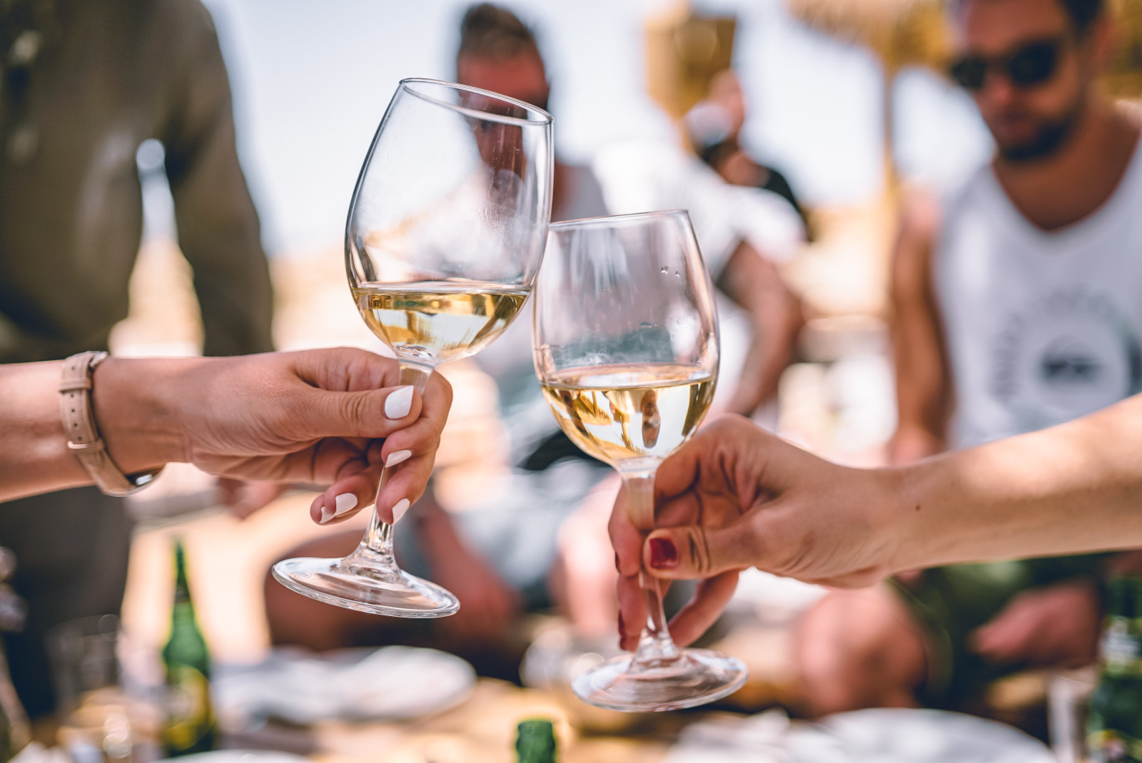 wine glasses cheers drink in columbia river gorge oregon