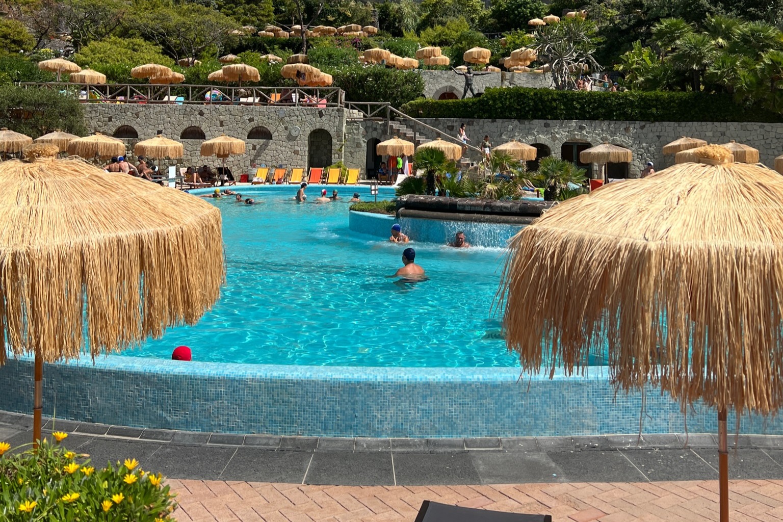 People enjoying a swim in the pool