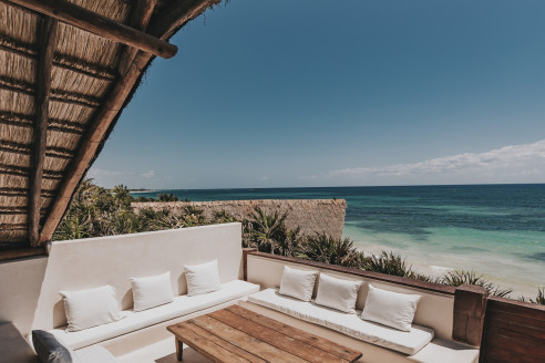 seating area overlooking the Caribbean