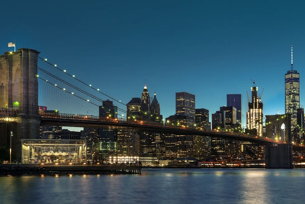 An aerial view of the city