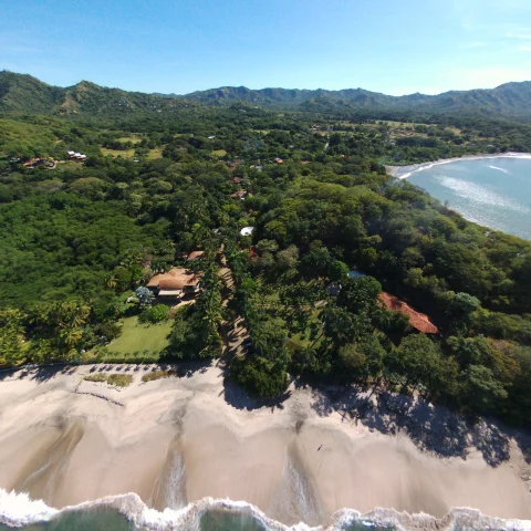 Aerial view of the shoreline of Guanacaste, Costa Rica. 