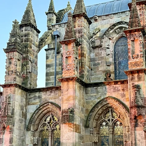 Rosslyn chapel is a majestic stonework by master craftsmen.