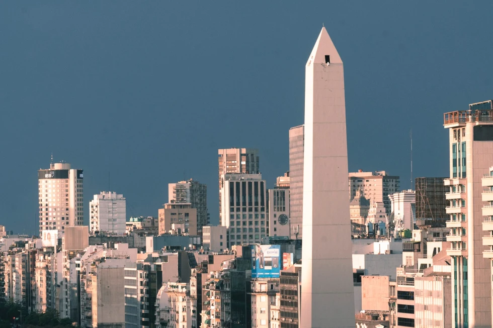 The Obelisco is an iconic monument and symbol of Buenos Aires, Argentina, standing as a historic landmark in the heart of the city's bustling center.