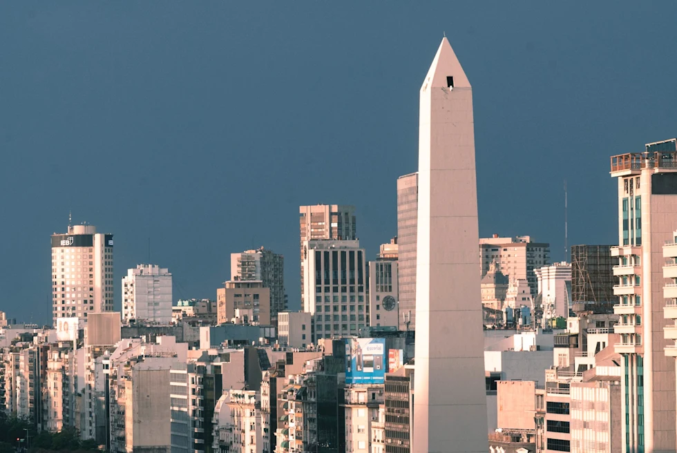 The Obelisco is an iconic monument and symbol of Buenos Aires, Argentina, standing as a historic landmark in the heart of the city's bustling center.