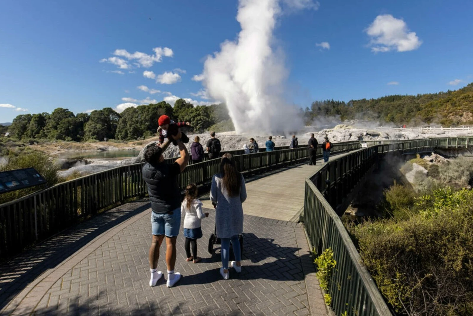 Te Puia in Rotorua is a captivating geothermal park that showcases Māori culture and the mesmerizing beauty of bubbling geysers, steaming vents, and traditional arts.