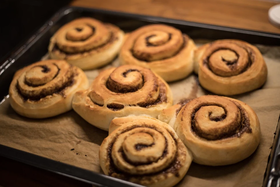 cinnamon buns from the oven