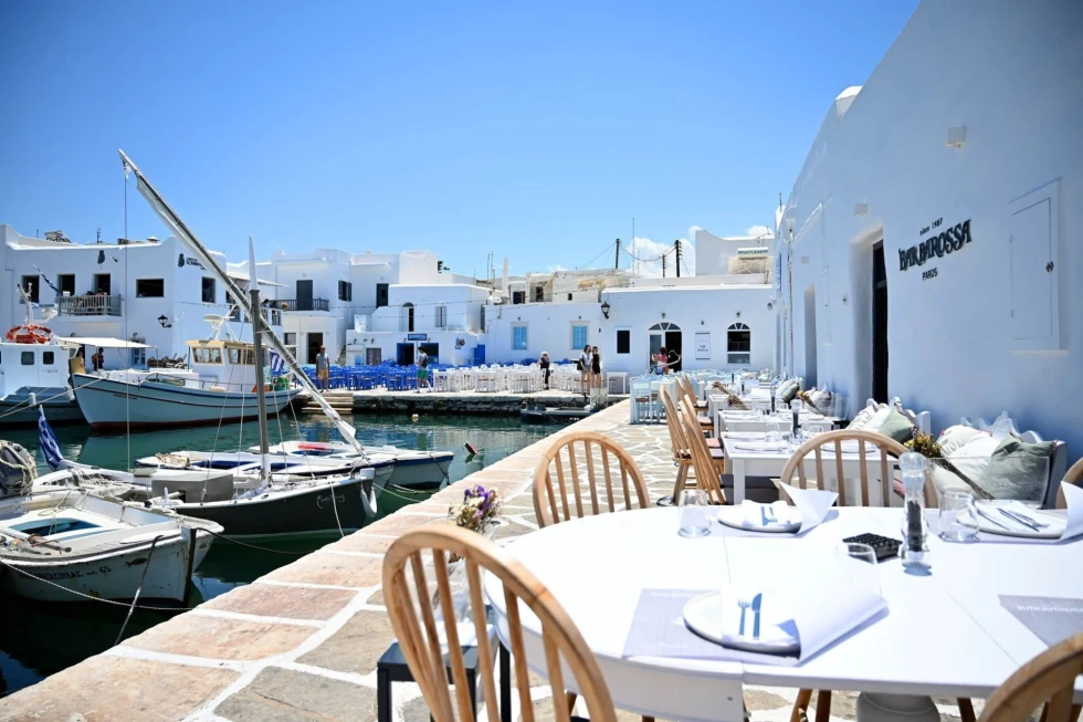 Waterfront restaurant in Greece. 