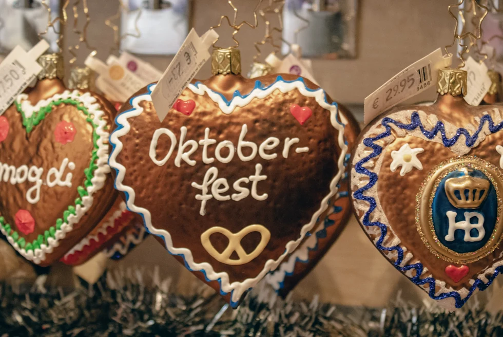Heart shaped Oktoberfest cookies.