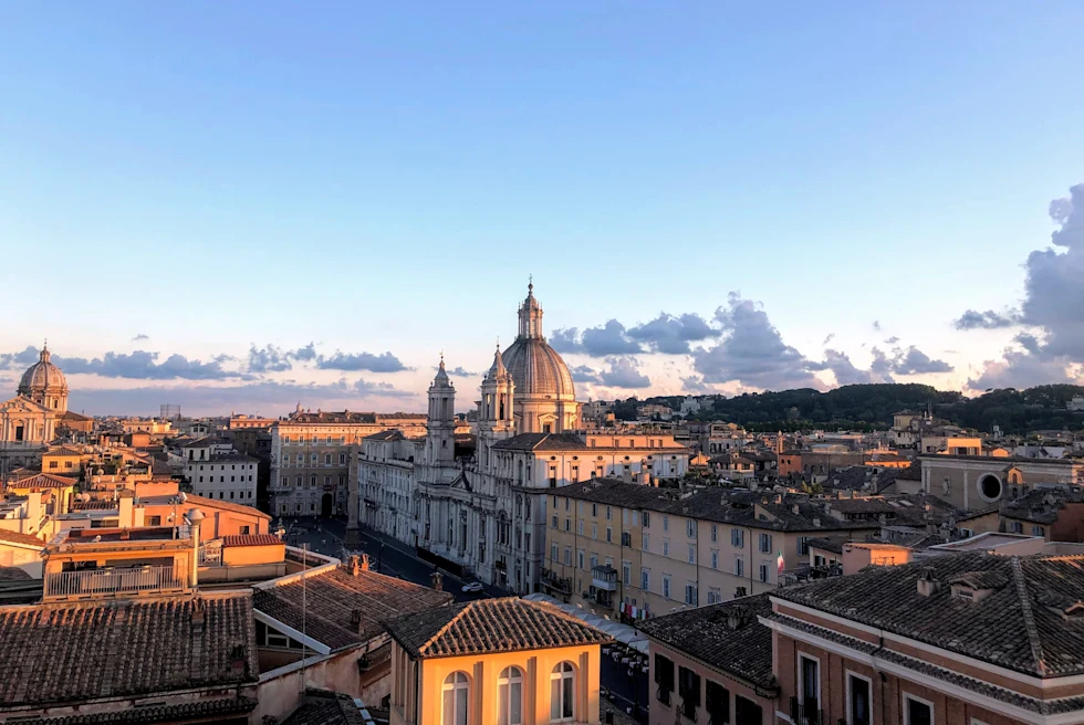 The views of Rome at sunset.