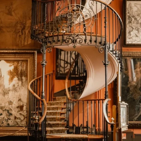 brown-spiral-staircase-with-brown-steel-railings