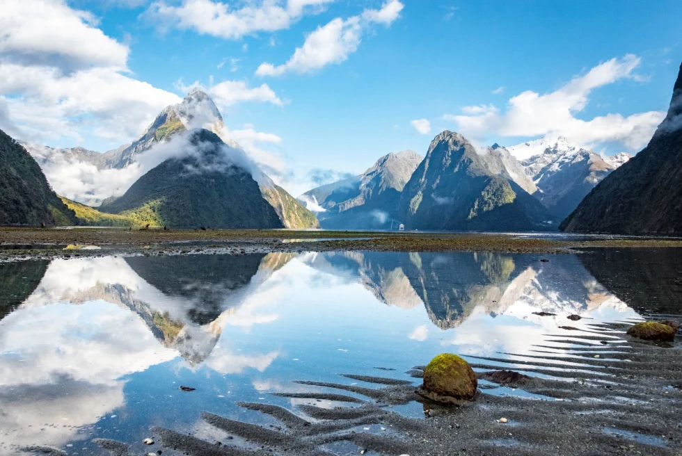 mountain reflects on pristine lake