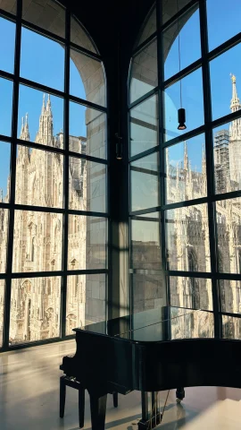Golden hour view of the Duomo at Museo del 900 in Milan