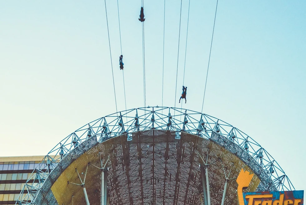 zipline through the blue sky
