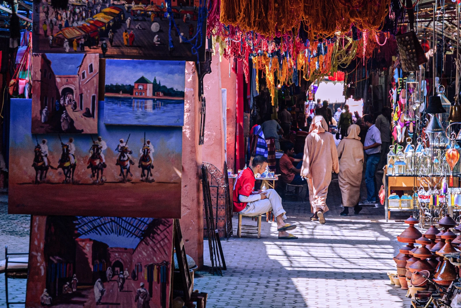 A colorful market in Morocco. 