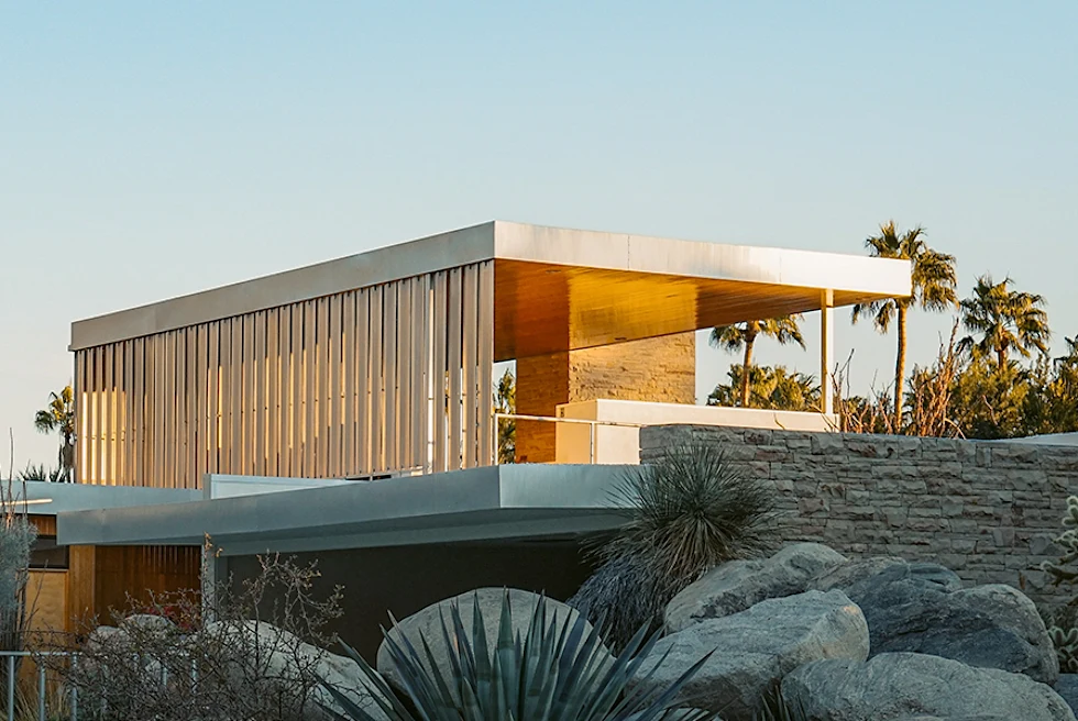 A large, square building located in Palm Springs, California.