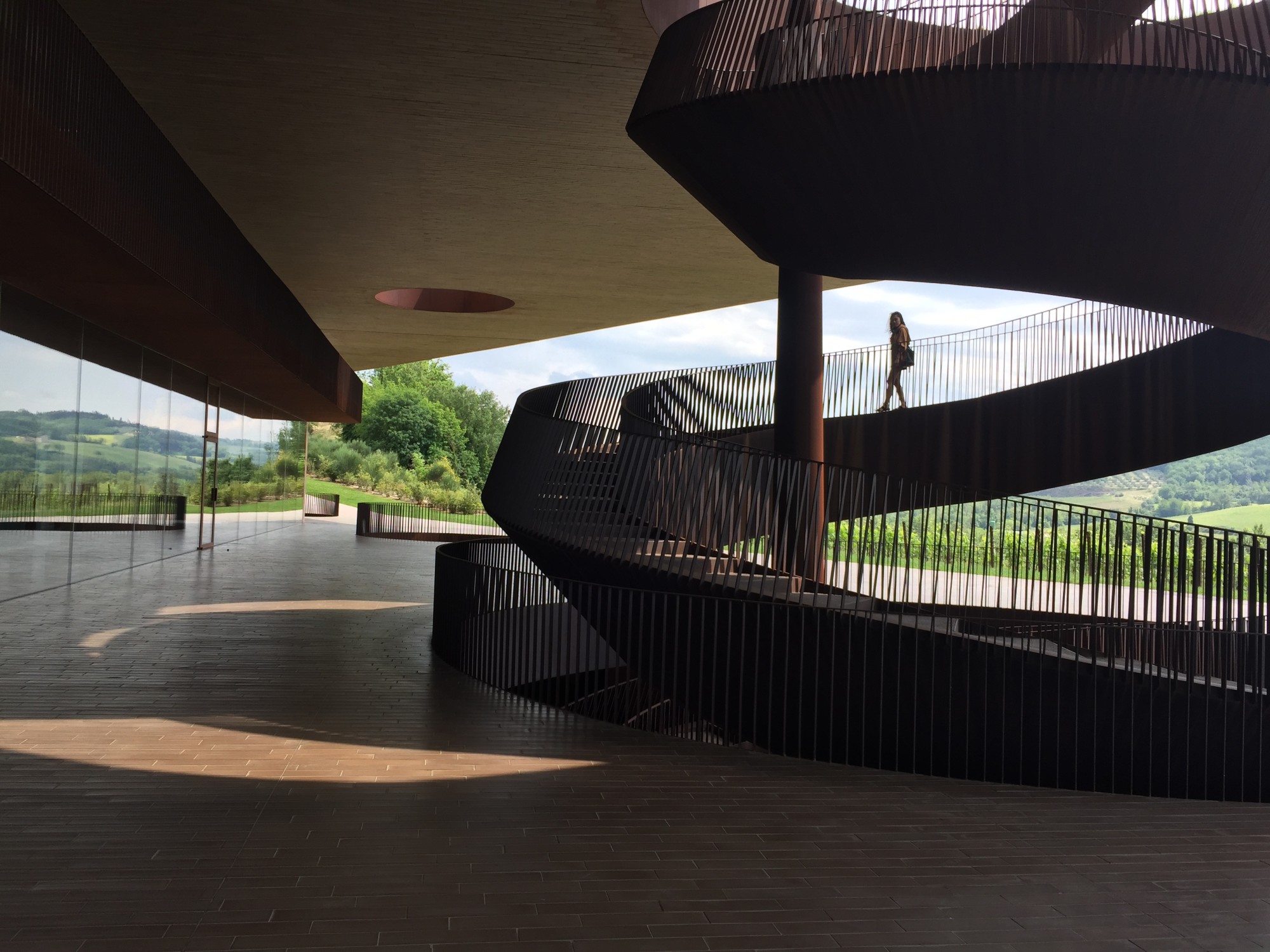 modern staircase shadowed in a large building
