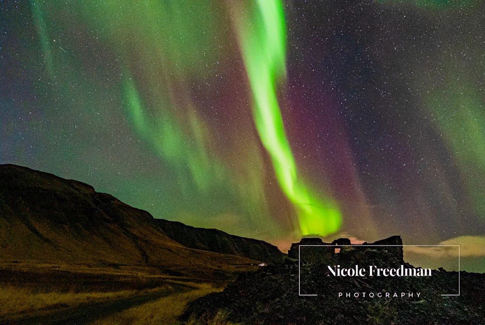 Aurora borealis in the night in Iceland.