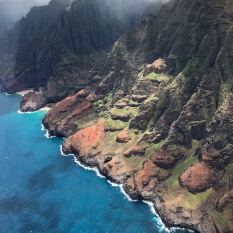 coastline of beach and mountains 