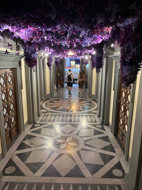 hallway decorated with flowers